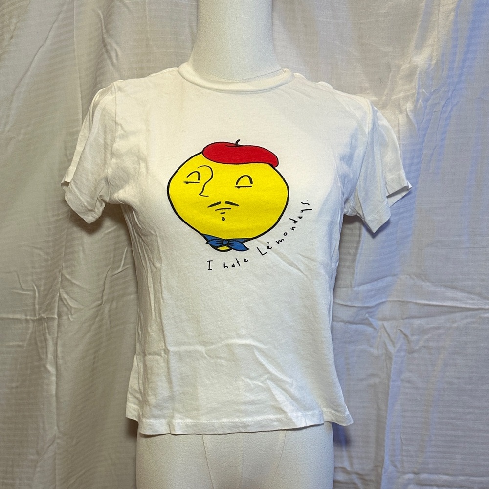 Agolde White Tee with Lemon Graphic